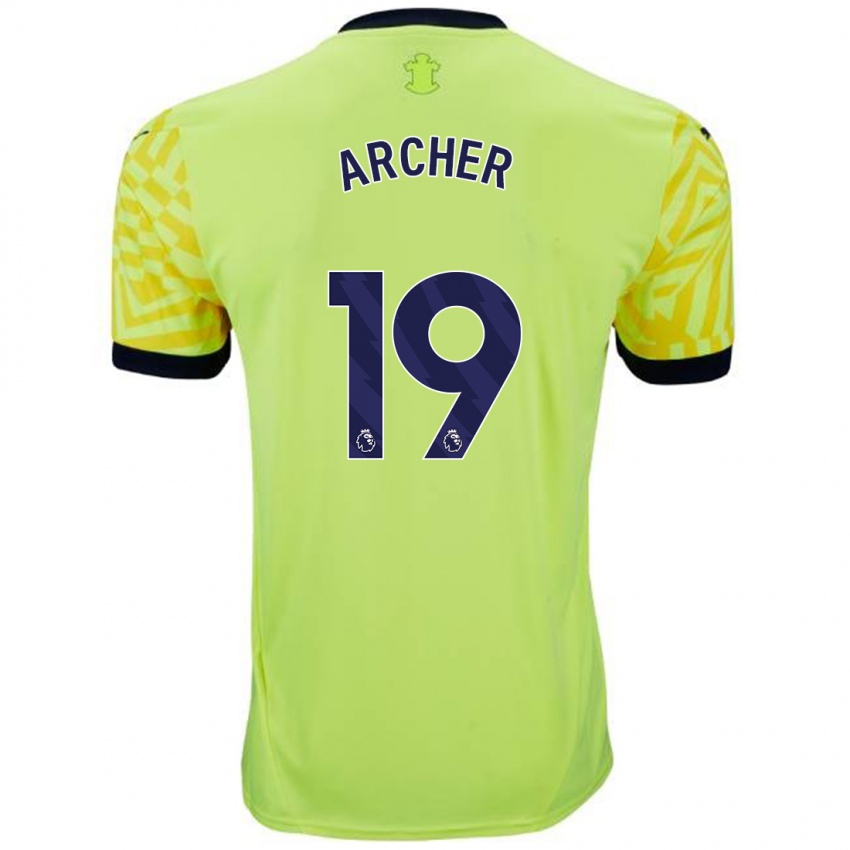 Niño Camiseta Cameron Archer #19 Amarillo 2ª Equipación 2024/25 La Camisa Chile