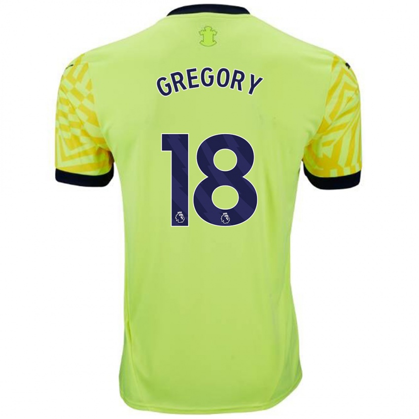 Niño Camiseta Freya Gregory #18 Amarillo 2ª Equipación 2024/25 La Camisa Chile