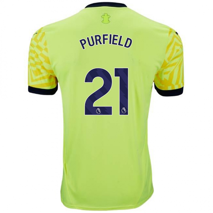 Niño Camiseta Jemma Purfield #21 Amarillo 2ª Equipación 2024/25 La Camisa Chile