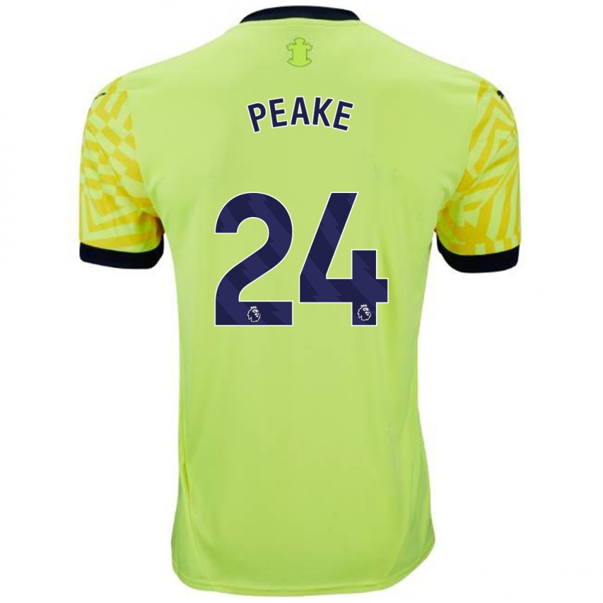 Niño Camiseta Paige Peake #24 Amarillo 2ª Equipación 2024/25 La Camisa Chile