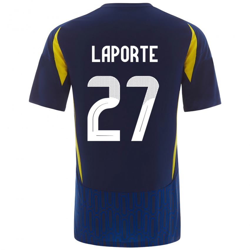 Niño Camiseta Aymeric Laporte #27 Azul Amarillo 2ª Equipación 2024/25 La Camisa Chile