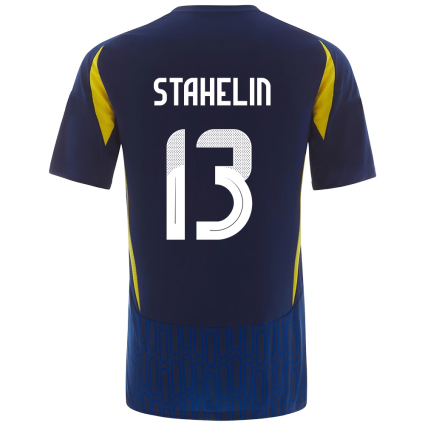 Niño Camiseta Izabela Stahelin #13 Azul Amarillo 2ª Equipación 2024/25 La Camisa Chile