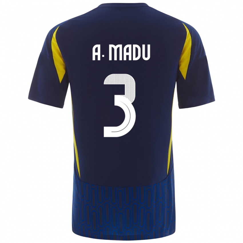 Niño Camiseta Abdullah Madu #3 Azul Amarillo 2ª Equipación 2024/25 La Camisa Chile