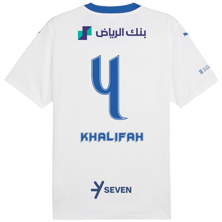 Niño Camiseta Khalifah Al-Dawsari #4 Blanco Azul 2ª Equipación 2024/25 La Camisa Chile