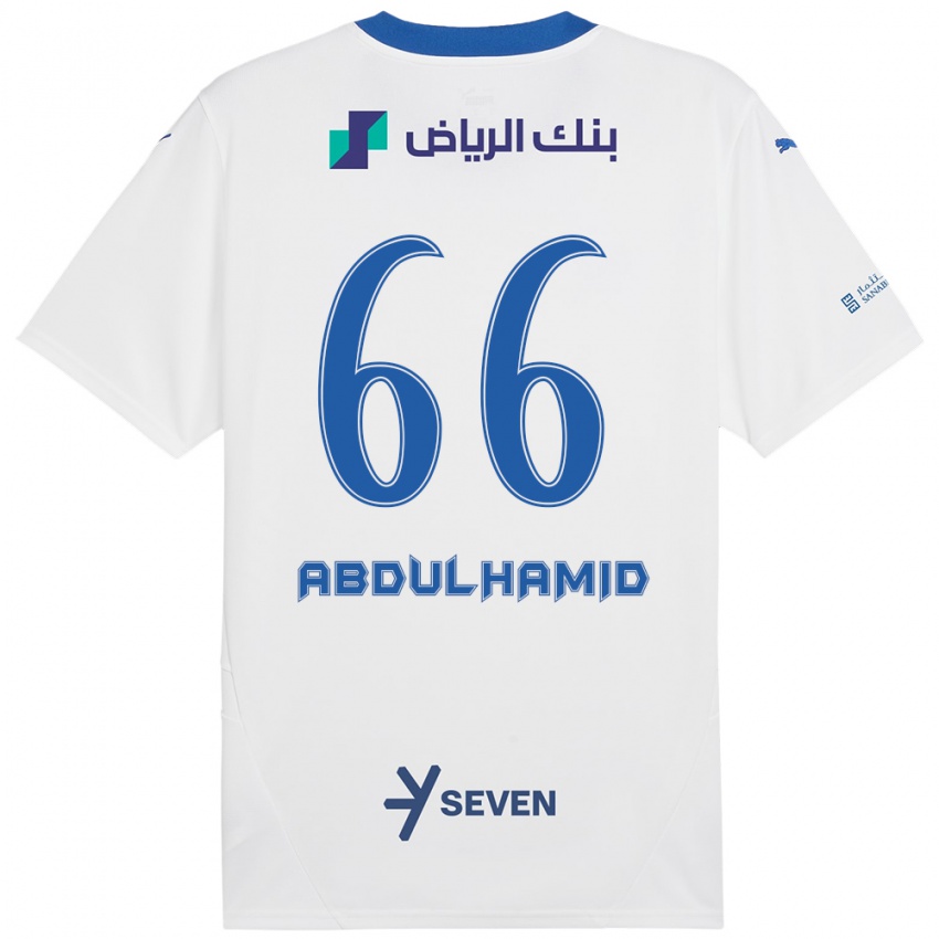 Niño Camiseta Saud Abdulhamid #66 Blanco Azul 2ª Equipación 2024/25 La Camisa Chile