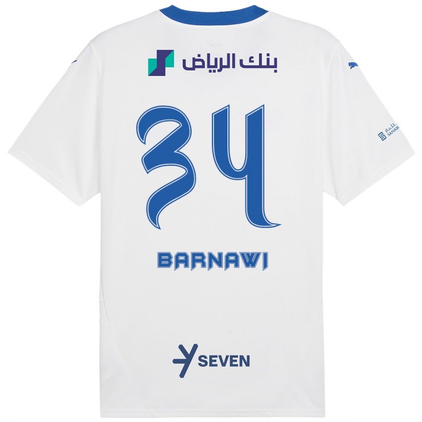 Niño Camiseta Saleh Barnawi #34 Blanco Azul 2ª Equipación 2024/25 La Camisa Chile