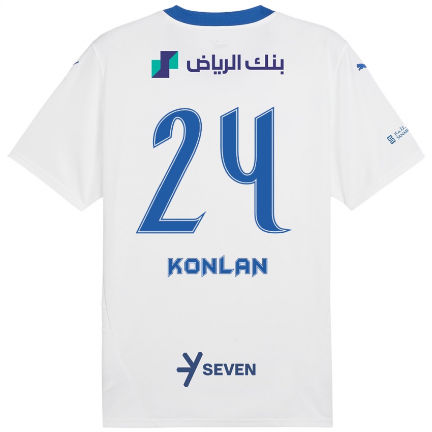 Niño Camiseta Cynthia Konlan #24 Blanco Azul 2ª Equipación 2024/25 La Camisa Chile