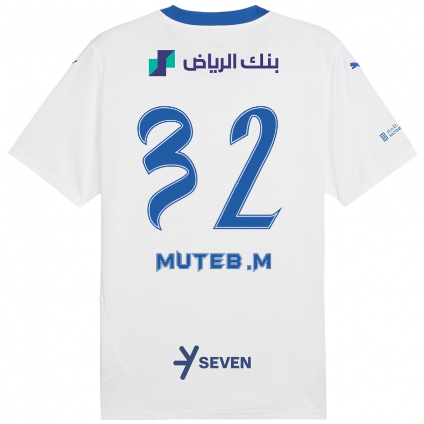 Niño Camiseta Muteb Al-Mufarrij #32 Blanco Azul 2ª Equipación 2024/25 La Camisa Chile