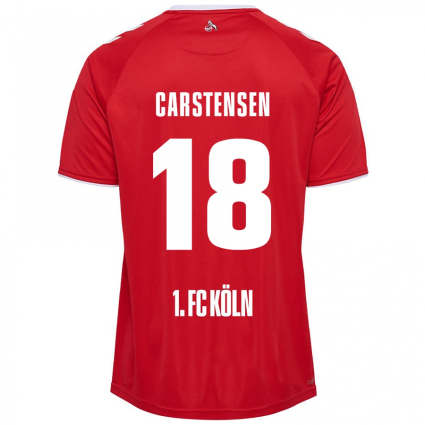 Niño Camiseta Rasmus Carstensen #18 Rojo Blanco 2ª Equipación 2024/25 La Camisa Chile