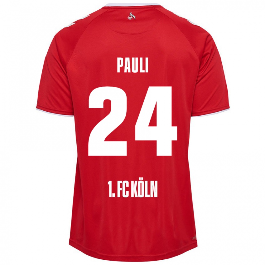 Niño Camiseta Julian Pauli #24 Rojo Blanco 2ª Equipación 2024/25 La Camisa Chile