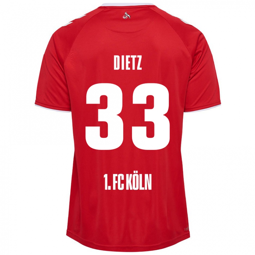 Niño Camiseta Florian Dietz #33 Rojo Blanco 2ª Equipación 2024/25 La Camisa Chile