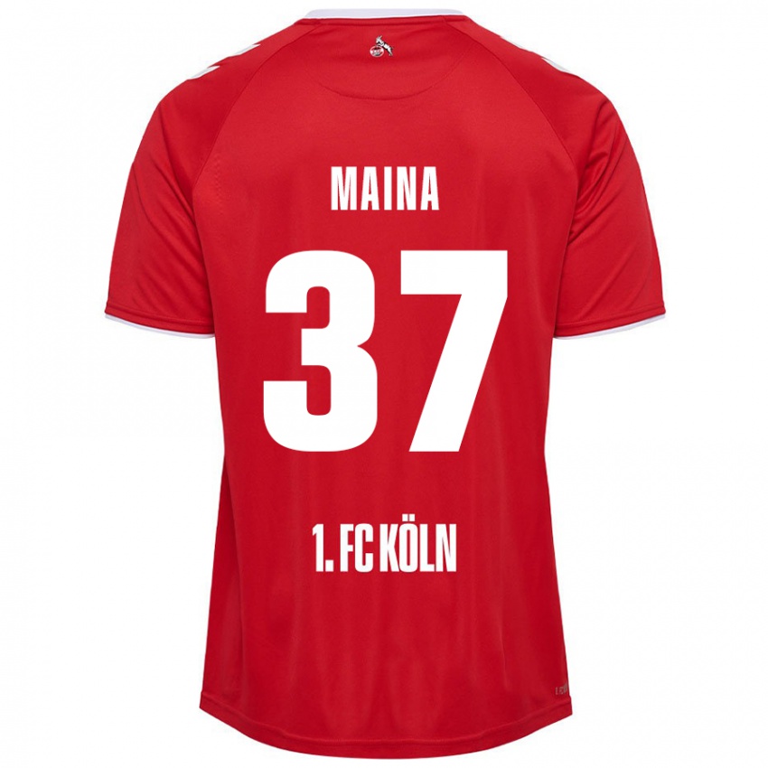 Niño Camiseta Linton Maina #37 Rojo Blanco 2ª Equipación 2024/25 La Camisa Chile