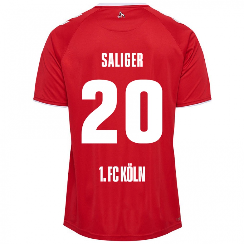 Niño Camiseta Jonas Saliger #20 Rojo Blanco 2ª Equipación 2024/25 La Camisa Chile