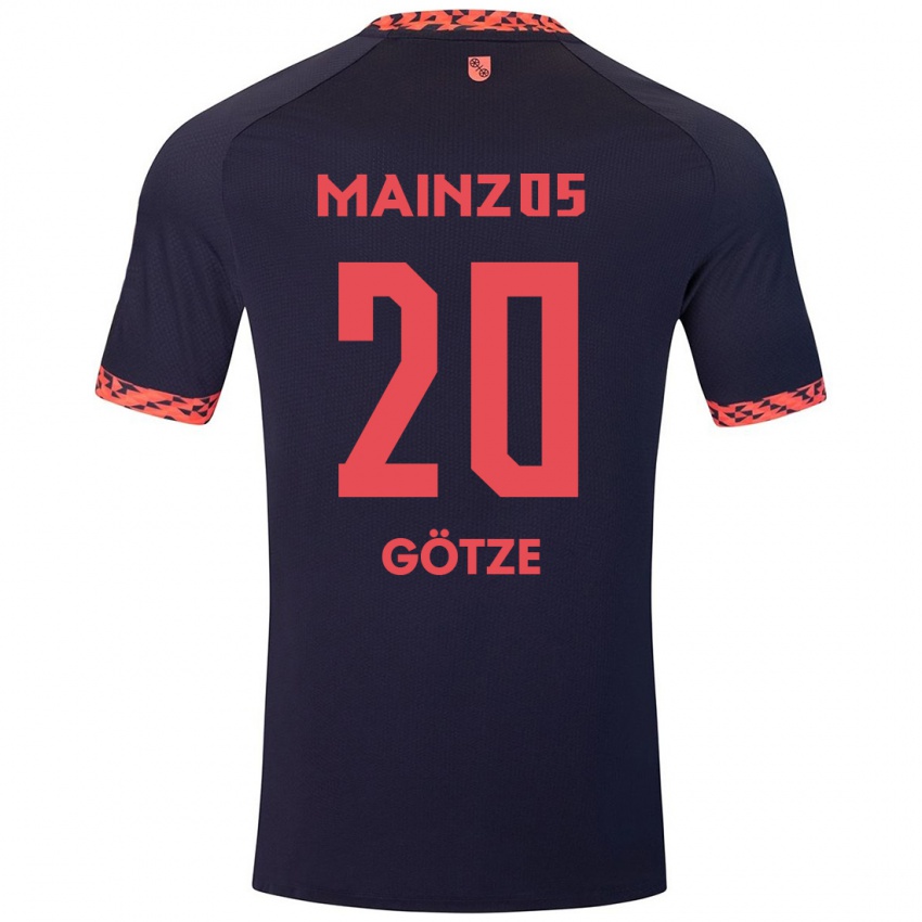 Niño Camiseta Justus Götze #20 Azul Coral Rojo 2ª Equipación 2024/25 La Camisa Chile