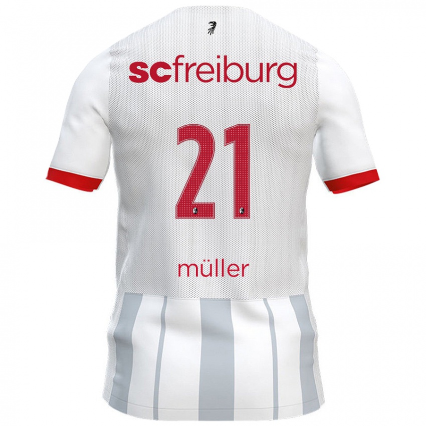 Niño Camiseta Florian Müller #21 Blanco Gris 2ª Equipación 2024/25 La Camisa Chile