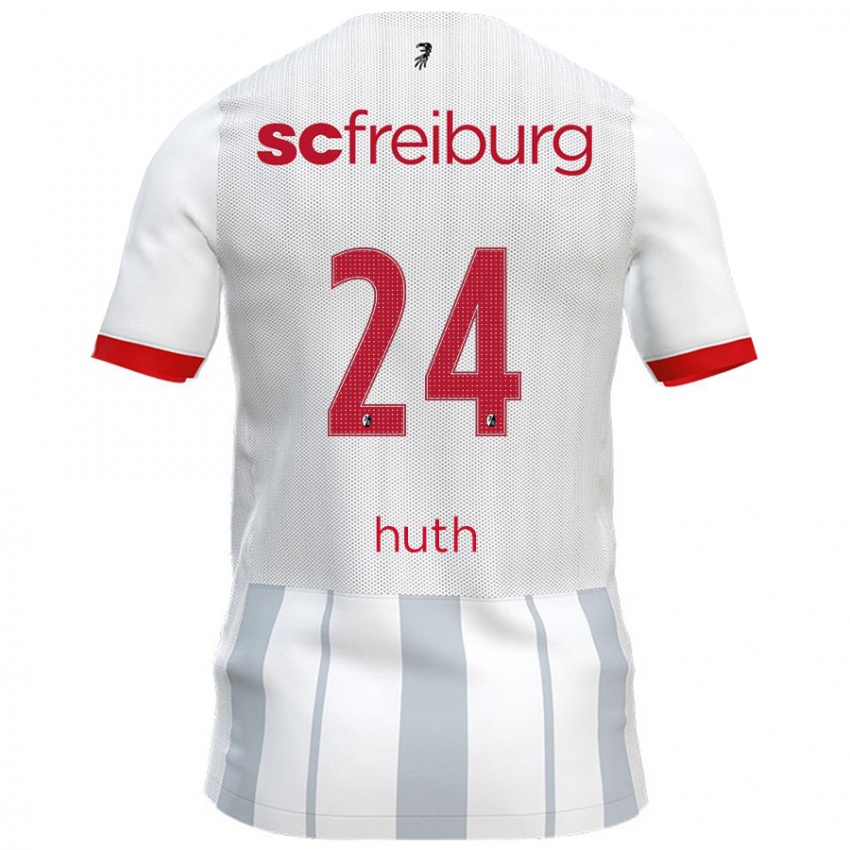 Niño Camiseta Jannik Huth #24 Blanco Gris 2ª Equipación 2024/25 La Camisa Chile