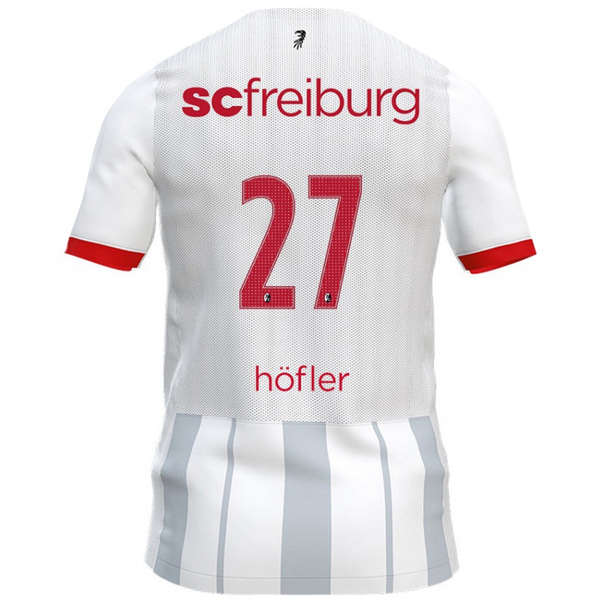 Niño Camiseta Nicolas Höfler #27 Blanco Gris 2ª Equipación 2024/25 La Camisa Chile