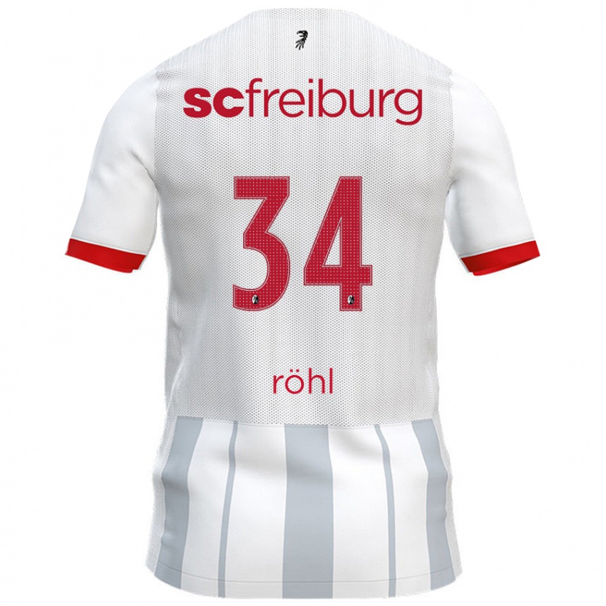 Niño Camiseta Merlin Röhl #34 Blanco Gris 2ª Equipación 2024/25 La Camisa Chile