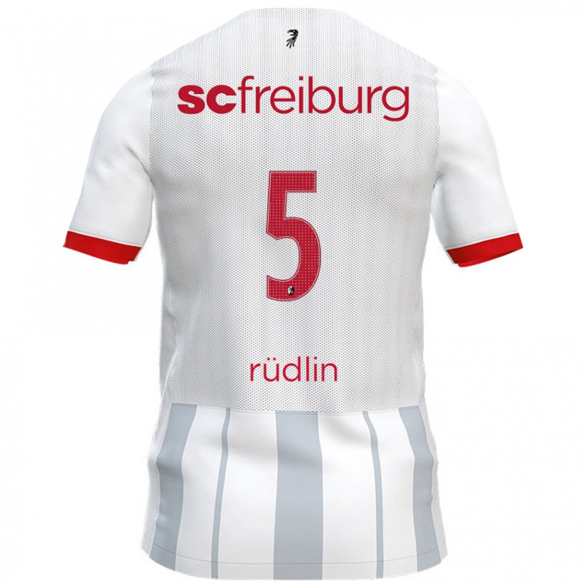 Niño Camiseta Fabian Rüdlin #5 Blanco Gris 2ª Equipación 2024/25 La Camisa Chile