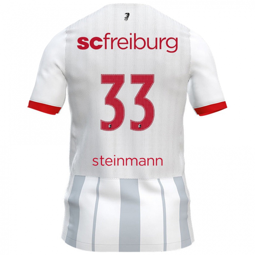 Niño Camiseta Karl Steinmann #33 Blanco Gris 2ª Equipación 2024/25 La Camisa Chile