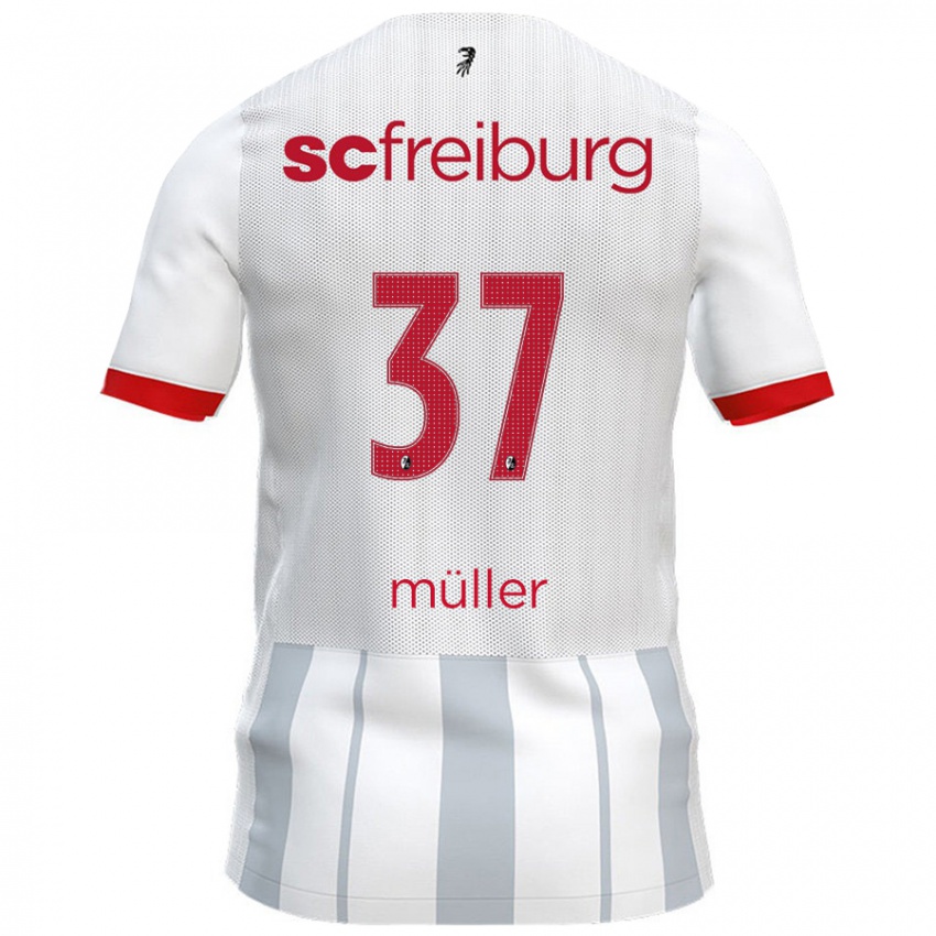 Niño Camiseta Ruben Müller #37 Blanco Gris 2ª Equipación 2024/25 La Camisa Chile