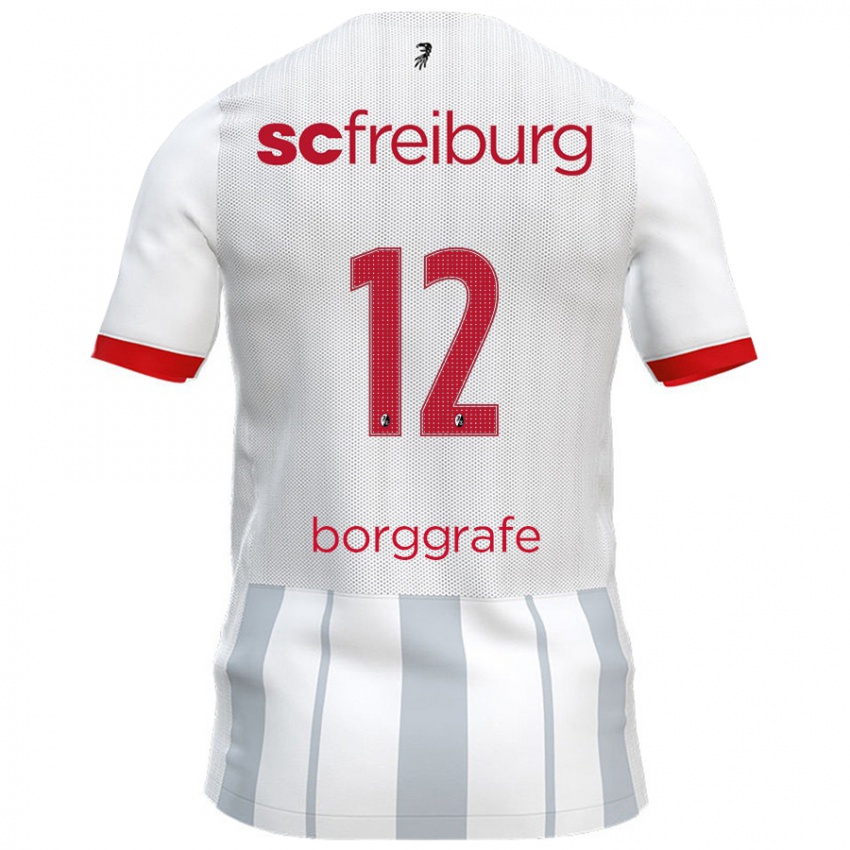 Niño Camiseta Rafaela Borggräfe #12 Blanco Gris 2ª Equipación 2024/25 La Camisa Chile