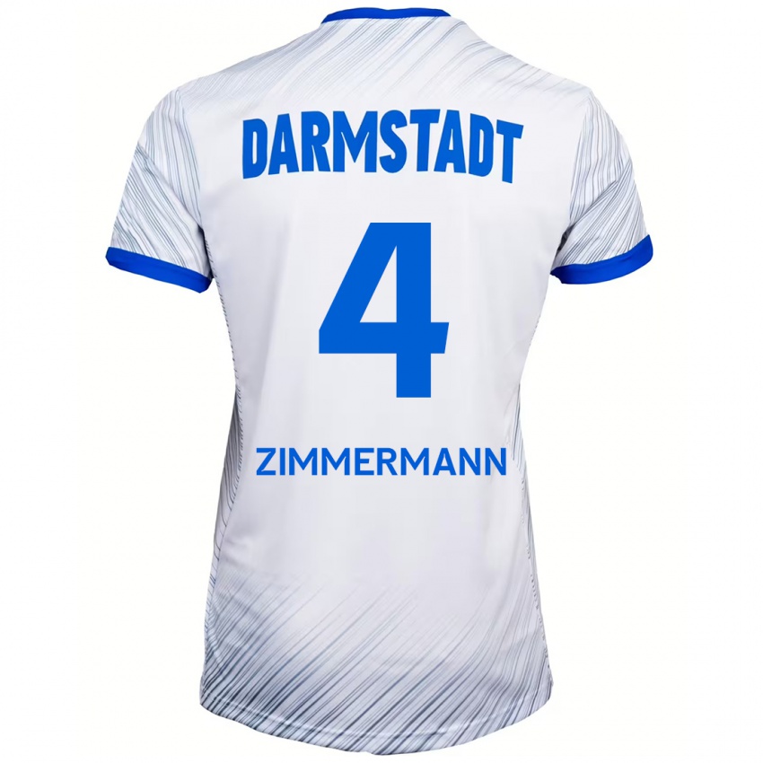 Niño Camiseta Christoph Zimmermann #4 Blanco Azul 2ª Equipación 2024/25 La Camisa Chile