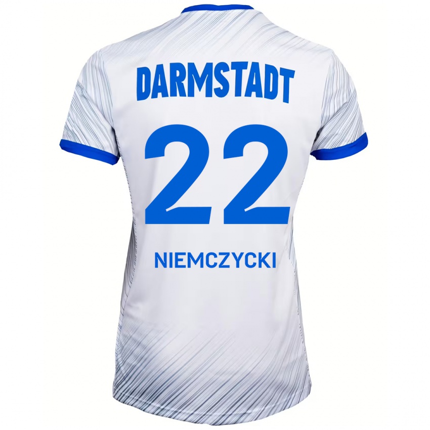 Niño Camiseta Karol Niemczycki #22 Blanco Azul 2ª Equipación 2024/25 La Camisa Chile