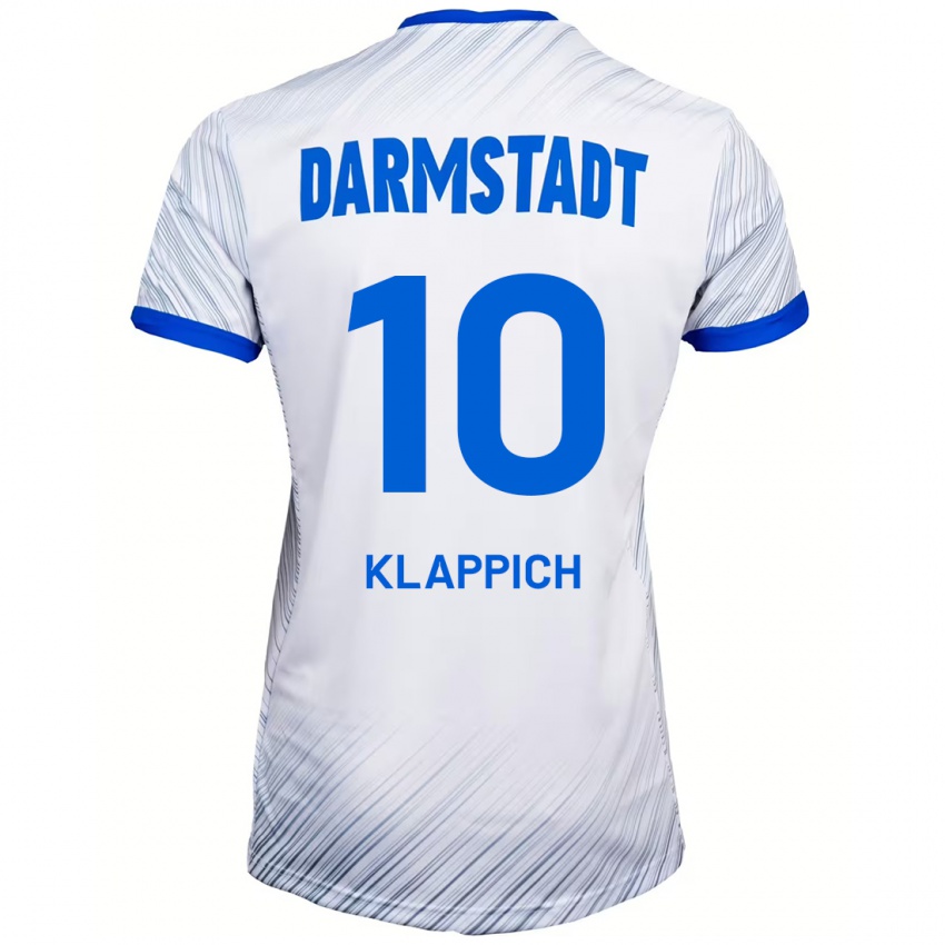 Niño Camiseta Luis Klappich #10 Blanco Azul 2ª Equipación 2024/25 La Camisa Chile