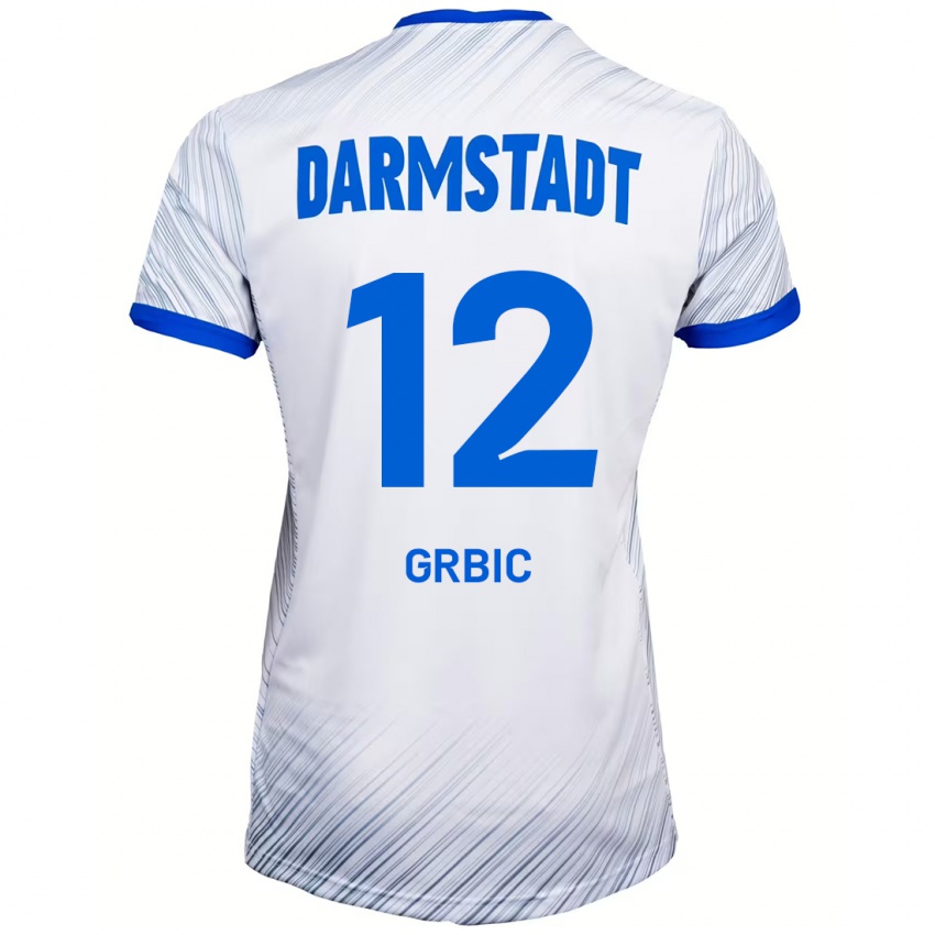 Niño Camiseta Viktor Grbic #12 Blanco Azul 2ª Equipación 2024/25 La Camisa Chile