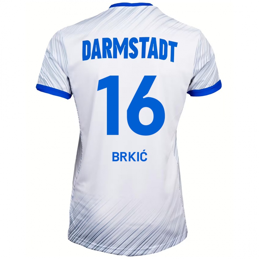 Niño Camiseta Amar Brkić #16 Blanco Azul 2ª Equipación 2024/25 La Camisa Chile