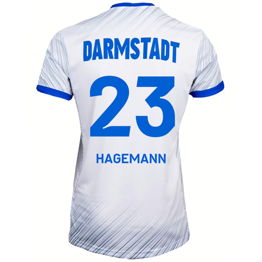 Niño Camiseta Emil Hagemann #23 Blanco Azul 2ª Equipación 2024/25 La Camisa Chile