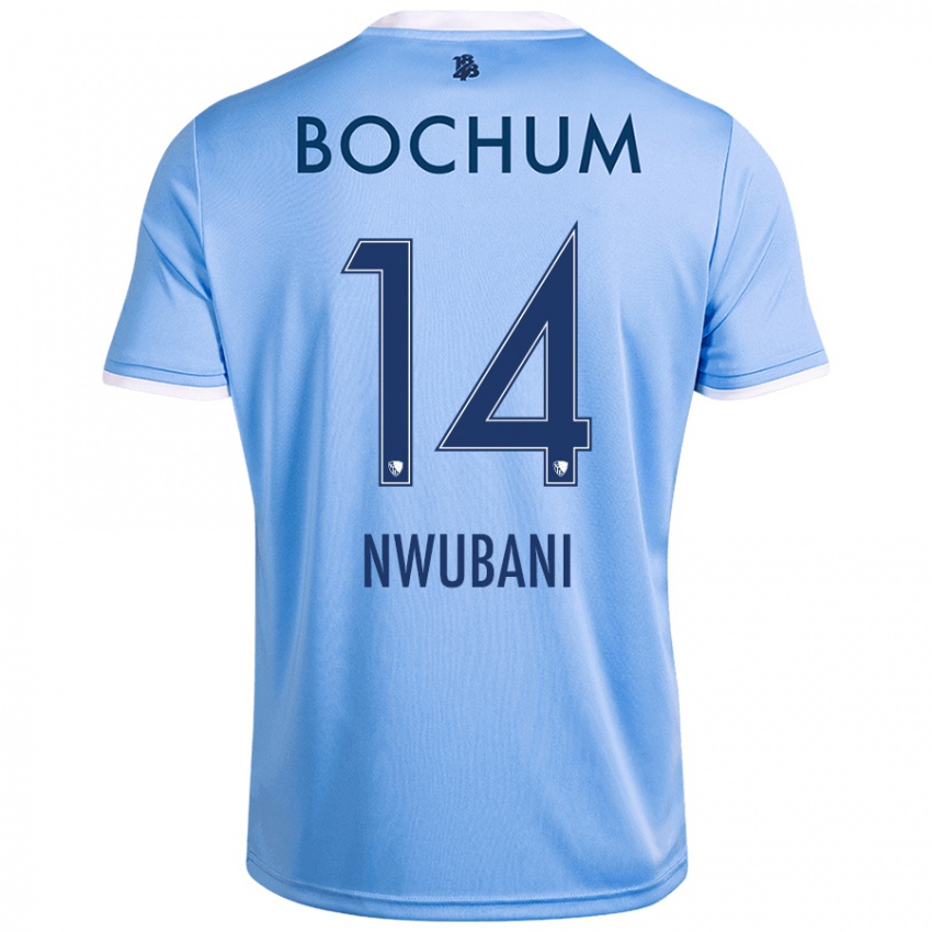 Niño Camiseta Keleb Nwubani #14 Azul Cielo 2ª Equipación 2024/25 La Camisa Chile