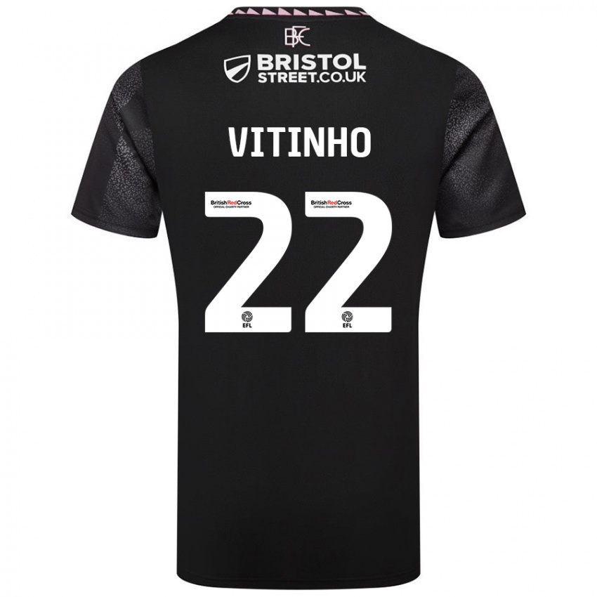 Niño Camiseta Vitinho #22 Negro 2ª Equipación 2024/25 La Camisa Chile