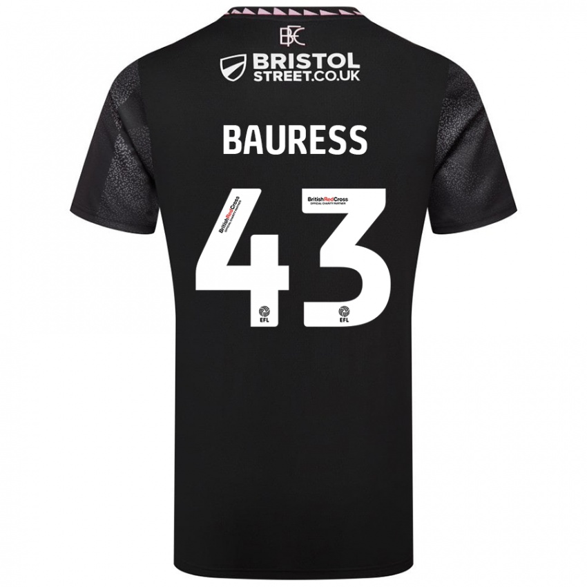 Niño Camiseta Joe Bauress #43 Negro 2ª Equipación 2024/25 La Camisa Chile