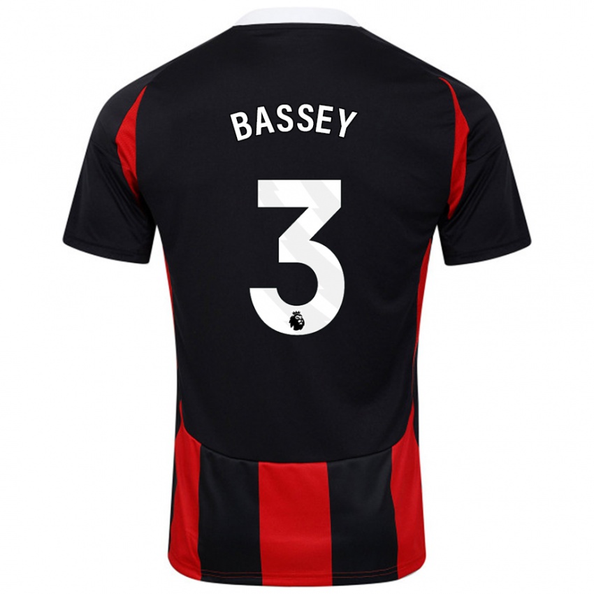 Niño Camiseta Calvin Bassey #3 Negro Rojo 2ª Equipación 2024/25 La Camisa Chile