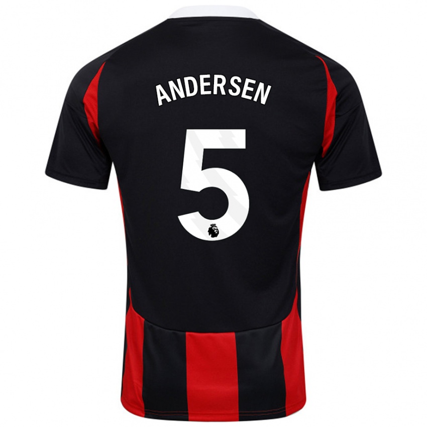 Niño Camiseta Joachim Andersen #5 Negro Rojo 2ª Equipación 2024/25 La Camisa Chile