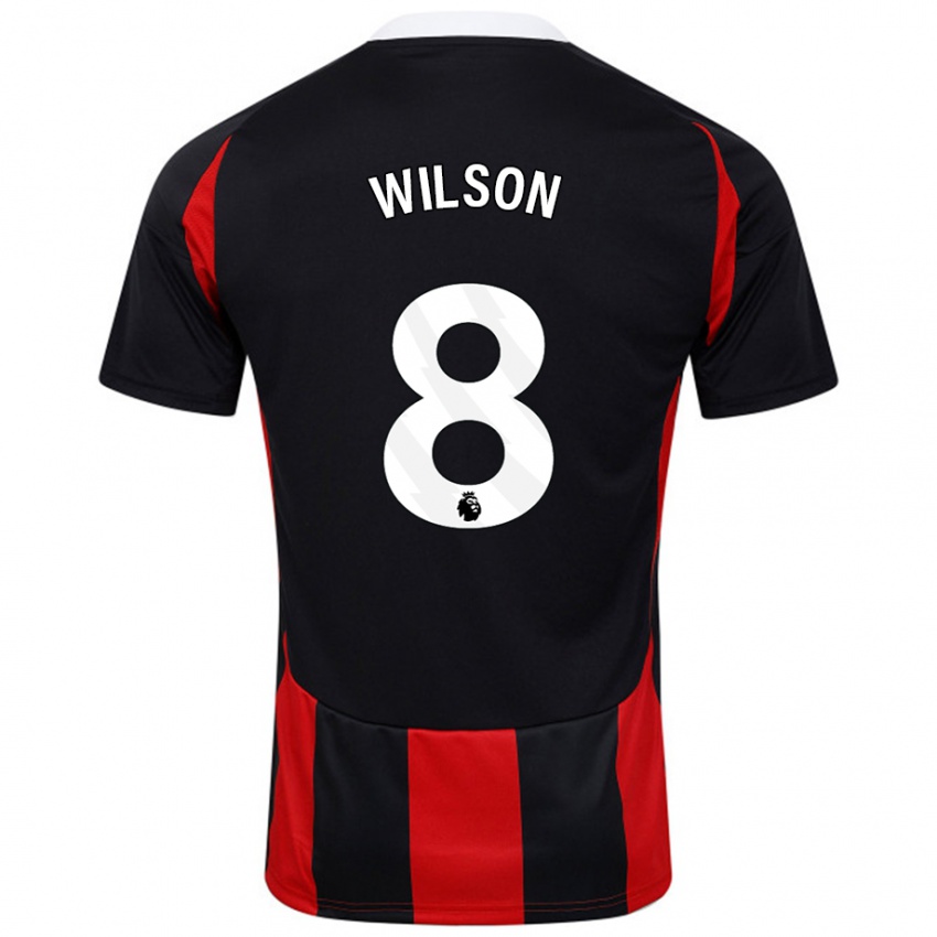 Niño Camiseta Harry Wilson #8 Negro Rojo 2ª Equipación 2024/25 La Camisa Chile