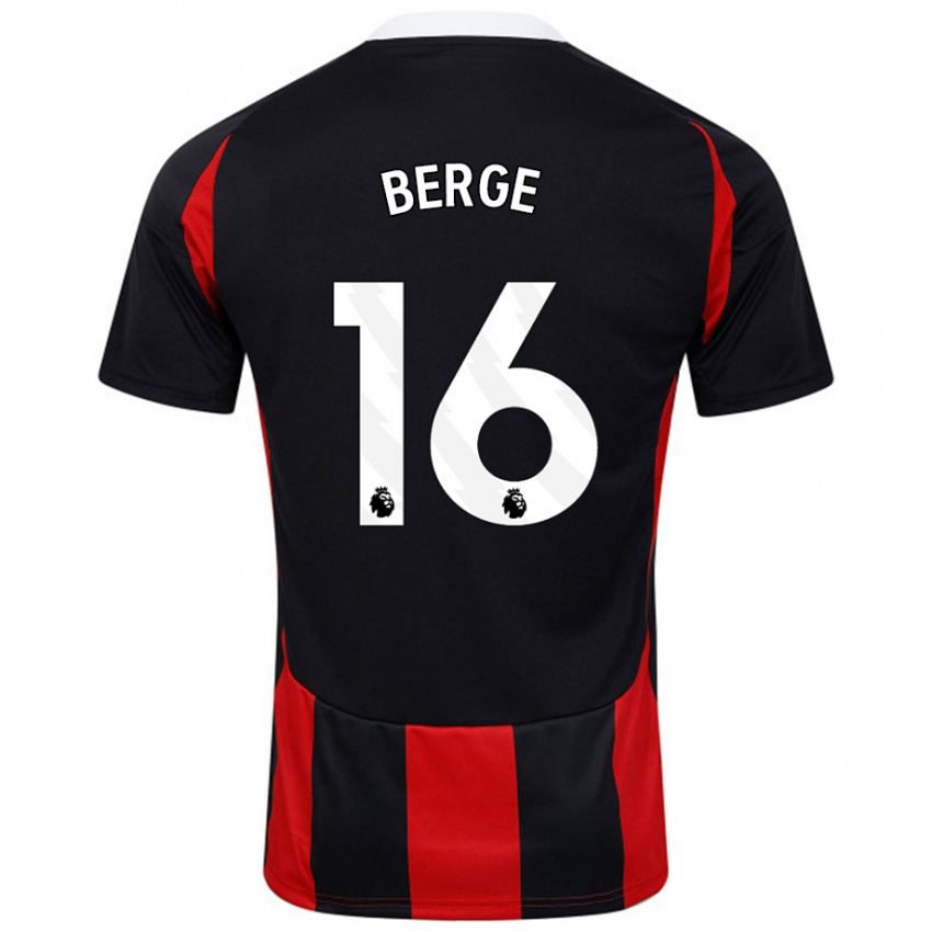 Niño Camiseta Sander Berge #16 Negro Rojo 2ª Equipación 2024/25 La Camisa Chile