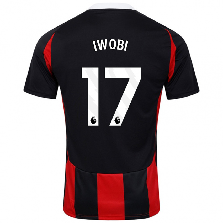 Niño Camiseta Alex Iwobi #17 Negro Rojo 2ª Equipación 2024/25 La Camisa Chile