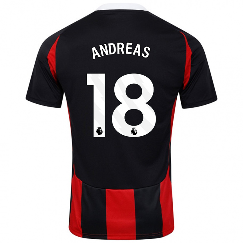 Niño Camiseta Andreas Pereira #18 Negro Rojo 2ª Equipación 2024/25 La Camisa Chile