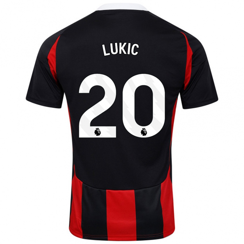 Niño Camiseta Saša Lukić #20 Negro Rojo 2ª Equipación 2024/25 La Camisa Chile