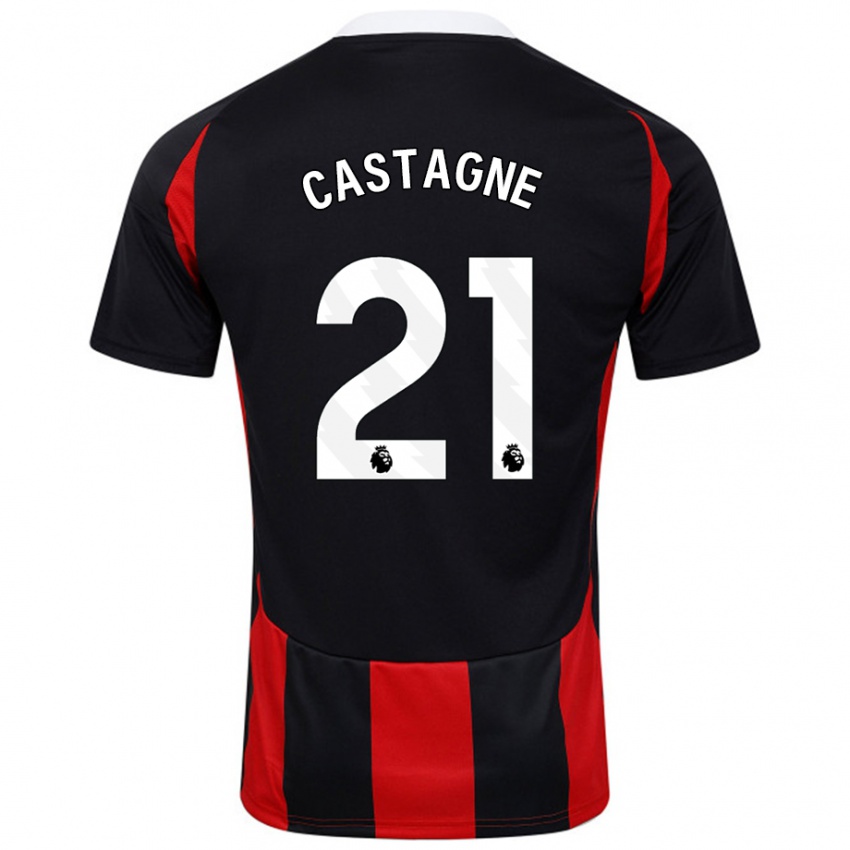 Niño Camiseta Timothy Castagne #21 Negro Rojo 2ª Equipación 2024/25 La Camisa Chile