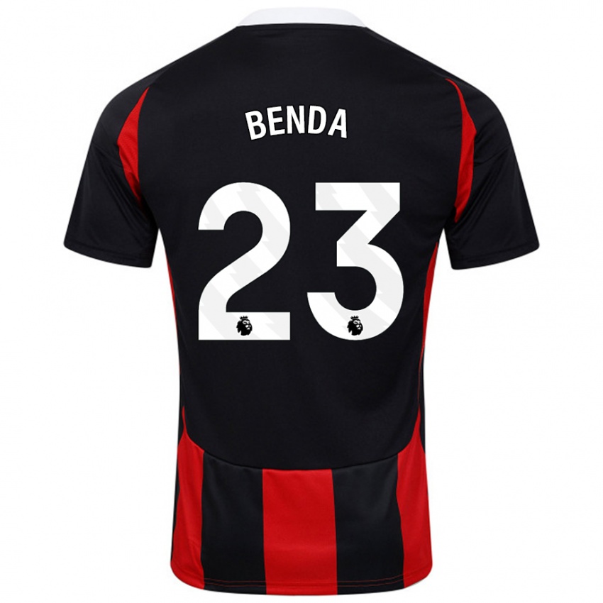 Niño Camiseta Steven Benda #23 Negro Rojo 2ª Equipación 2024/25 La Camisa Chile