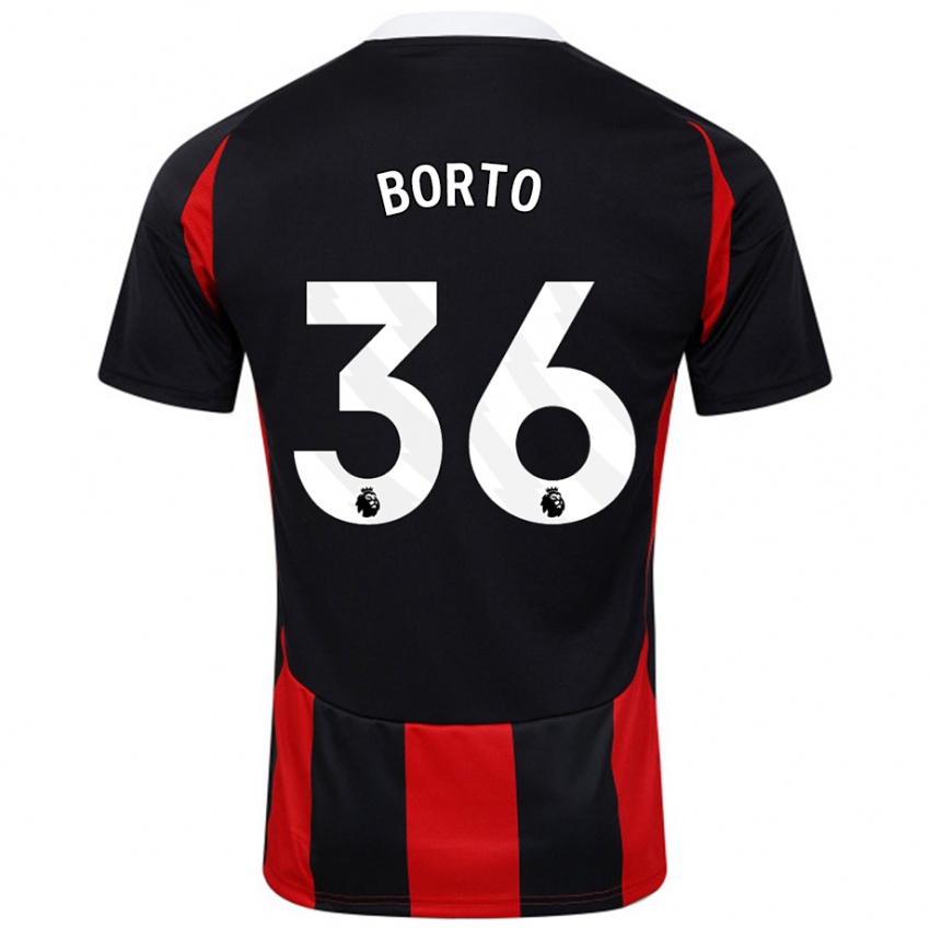 Niño Camiseta Alex Borto #36 Negro Rojo 2ª Equipación 2024/25 La Camisa Chile