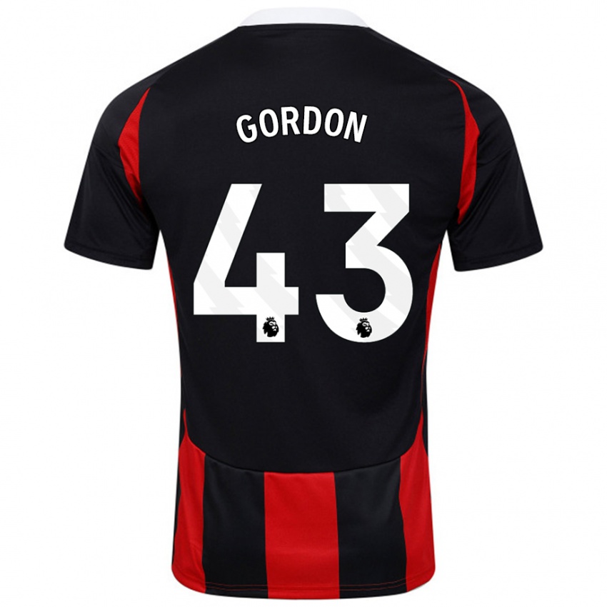 Niño Camiseta Lemar Gordon #43 Negro Rojo 2ª Equipación 2024/25 La Camisa Chile