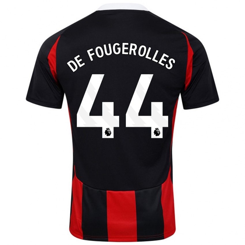 Niño Camiseta Luc De Fougerolles #44 Negro Rojo 2ª Equipación 2024/25 La Camisa Chile