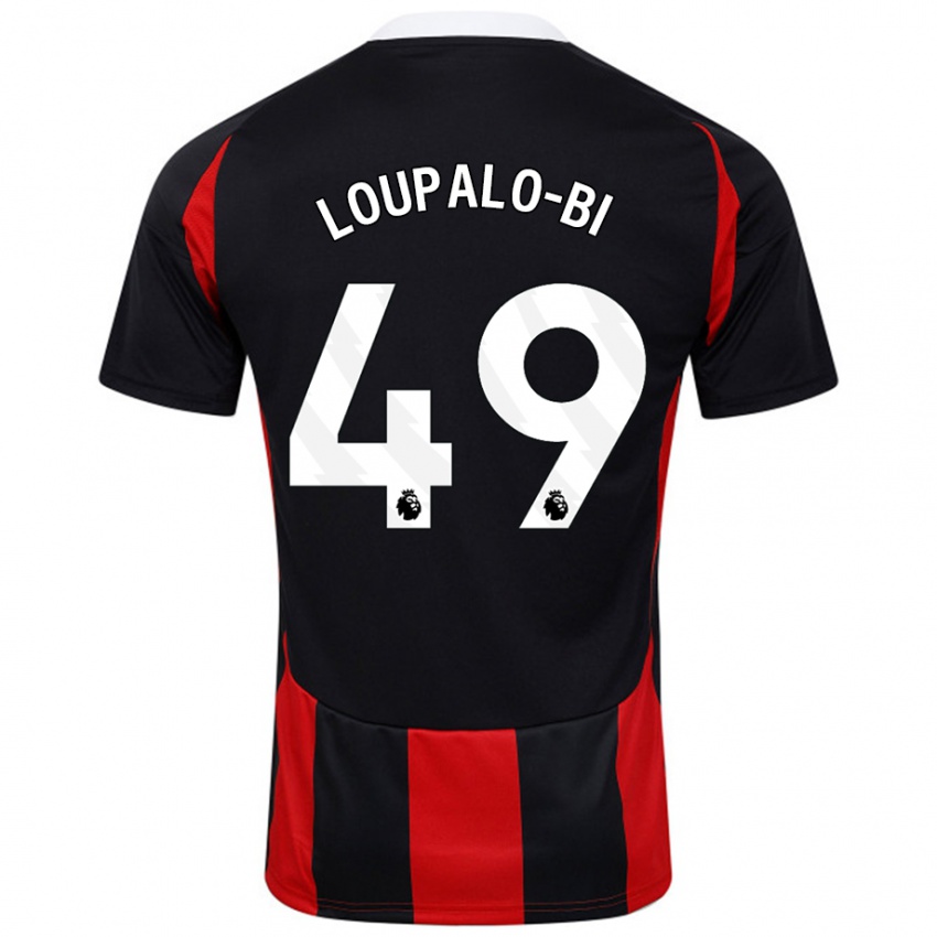 Niño Camiseta Aaron Loupalo-Bi #49 Negro Rojo 2ª Equipación 2024/25 La Camisa Chile