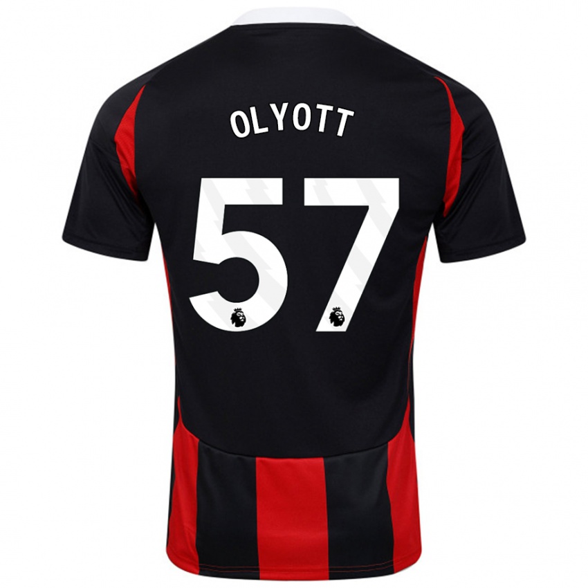 Niño Camiseta Tom Olyott #57 Negro Rojo 2ª Equipación 2024/25 La Camisa Chile