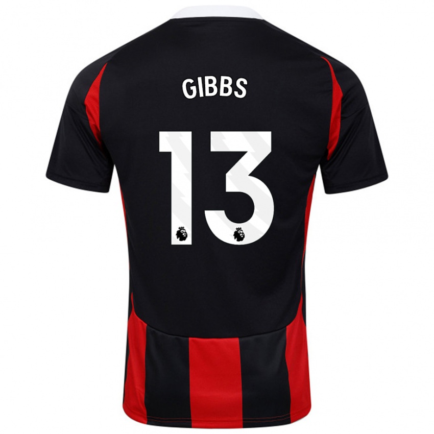 Niño Camiseta Frankie Gibbs #13 Negro Rojo 2ª Equipación 2024/25 La Camisa Chile